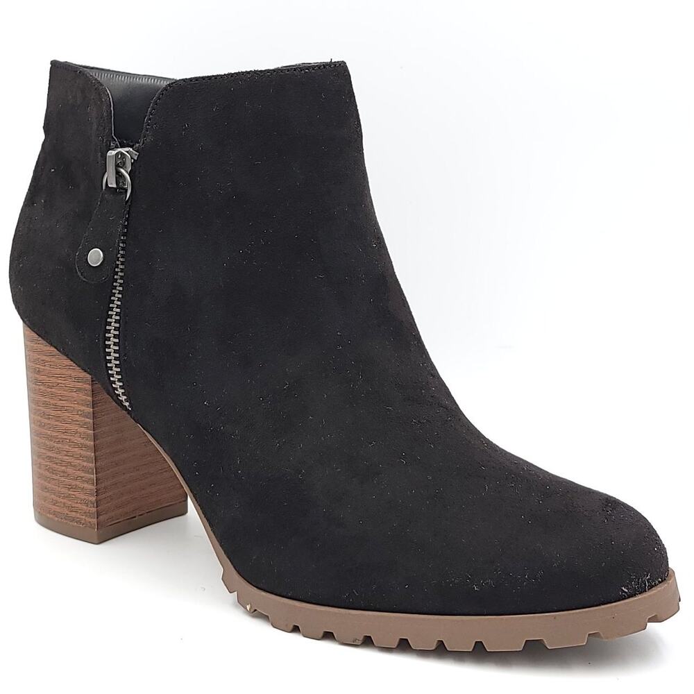 Style & Co Women Block Heel Zip Up Ankle Bootie Idee Size US 10 Black Faux Suede